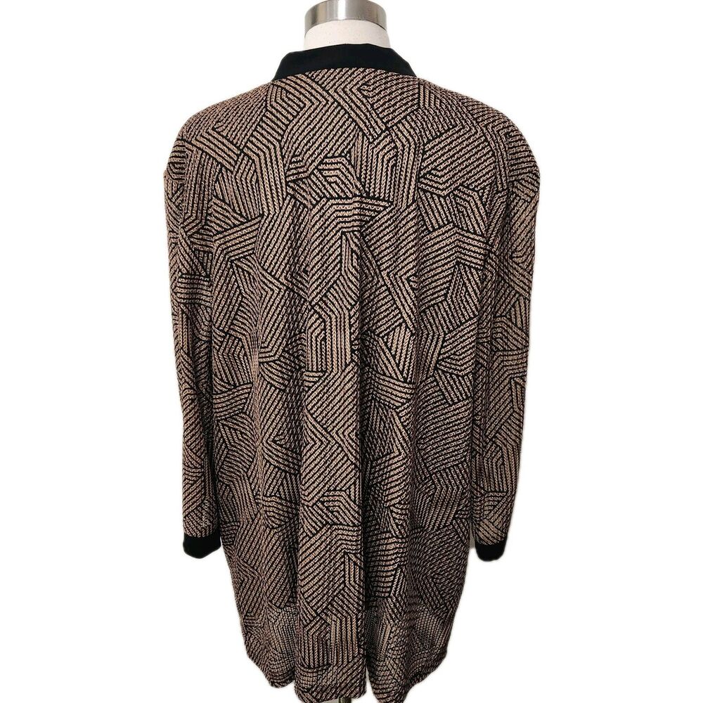 Dressbarn Woman Tunic Top 24W Brown Black Attached Shell Pullover Necklace - Picture 4 of 9